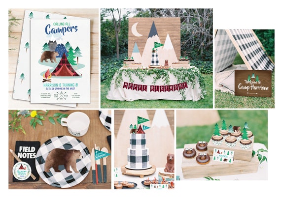 Instant Download Boys Camping Party Printables Camp Out Etsy