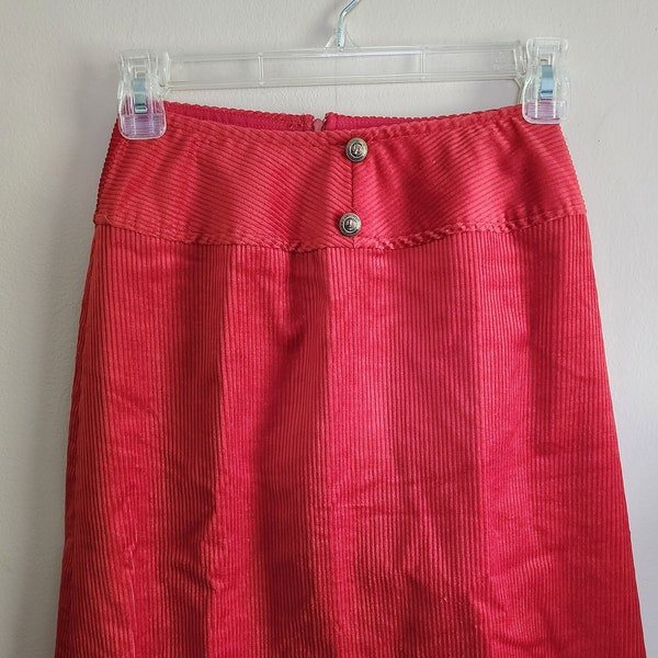 Vintage Skirt, Corduroy A-line, Rust or Orange Color, Girls, Teens, Small Adult Skirt, by Glenbrooke Jr, 1970s, 1980's  X-Small.