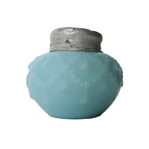 Antique Shaker, EAPG Salt / Sugar Shaker in the Cord and Tassel Pattern, Blue, Aqua, Glass, 1800&#39;s