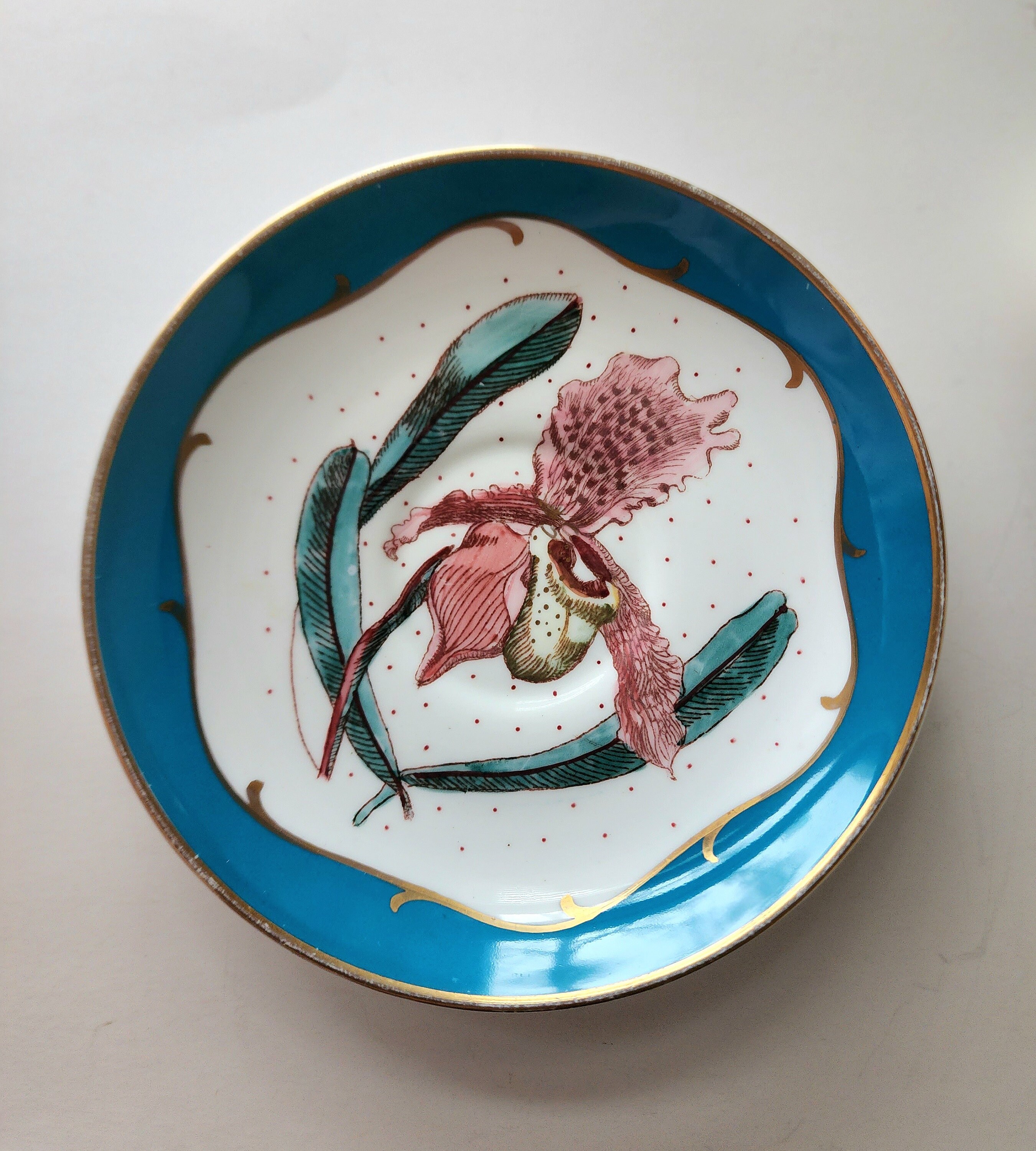 Susie Cooper Lovely Teal Blue Tea Cup and Saucer Set, Blue With Pink ...