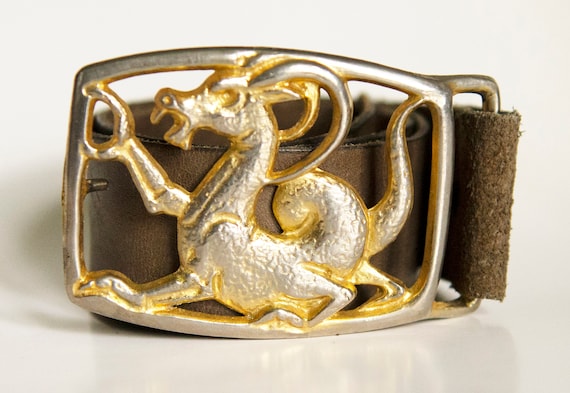 Vintage Dragon, Sea Serpent, Capricorn, Gold Belt… - image 1