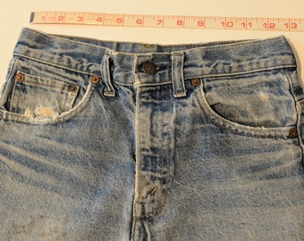 Levi's Shorts, Cutoffs, Distressed, 5 Pockets, Small, Size 28, Vintage 1970's, 1980's, Red Tab