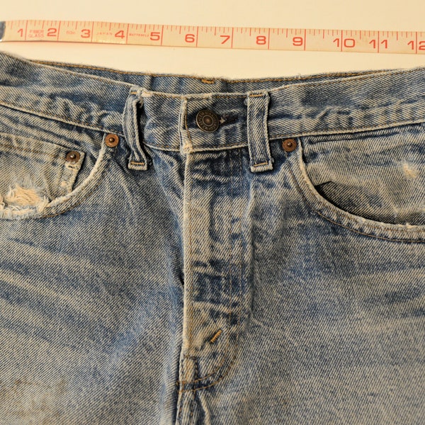 Levi's Shorts, Cutoffs, Distressed, 5 Pockets, Small, Size 28, Vintage 1970's, 1980's, Red Tab