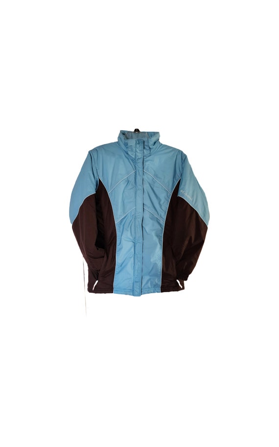 Columbia Jacket, Blue and Brown, Zip and Velcro Fr