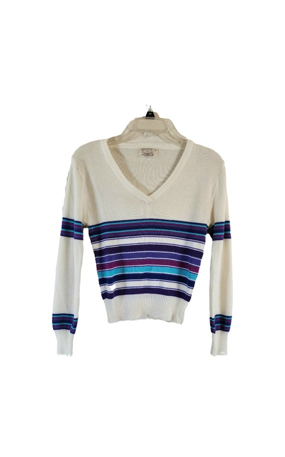 70's 80's Sweater, Shirt by Sears JR Bazaar. White