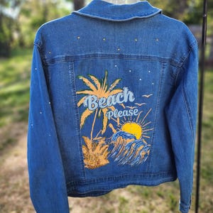 Palm Tree on Jean Jacket - Etsy