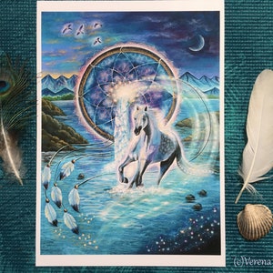 White Horse Spirit Animal Art Print A4