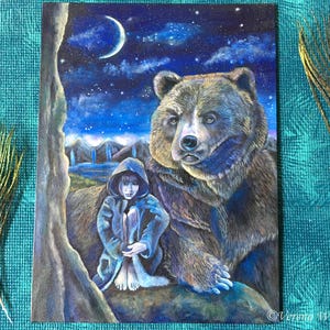 Shelter, Original Acrylic Bear Painting