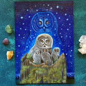 Ancestral Wisdom Owl Original Hand Painted Acrylic Painting