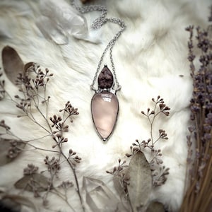 Rose quartz and druzy necklace sparkly druzy jewelry crystal jewelry rose quartz necklace rose quartz pendant pink crystal purple gift