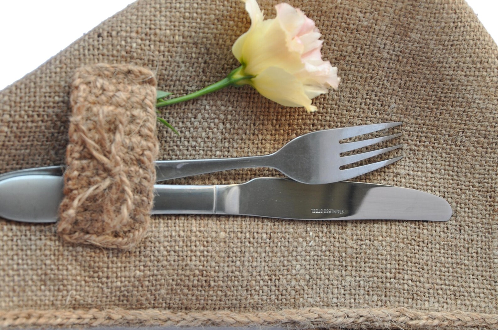 Burlap Wedding Napkins Set Napkin Rings Eco Rustic Style Etsy