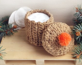 Jute bowl organizer for cotton buds and cotton swabs Storage basket Catchall Jewelry Boho home decor Trinket dish Jute basket Organic