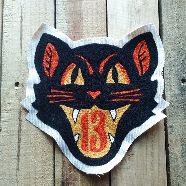 Black Cat 13 Chainstitched Patch