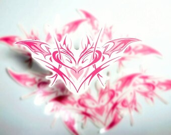 Tribal Anime Heart Tattoo (rosa) alt, goth, y2k