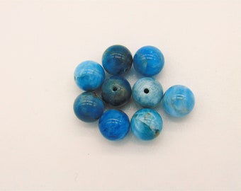 Lot de 20 Perles d'apatite bleue naturel