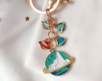 XXNYD Moon Earth Sun Mars Planet Keychain Keyring Double Side Glass Ball Universe Nebula Key Chain Ring Solar System Jewelry