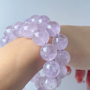 Lavender Amethyst Beaded Bracelet: Chunky Boho Crystal Energy