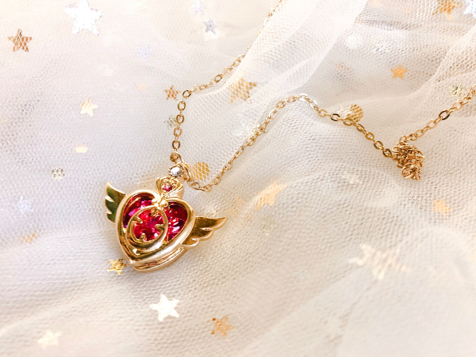 Heart Locket With Wings Sailormoon Earrings Cute Anime | Etsy