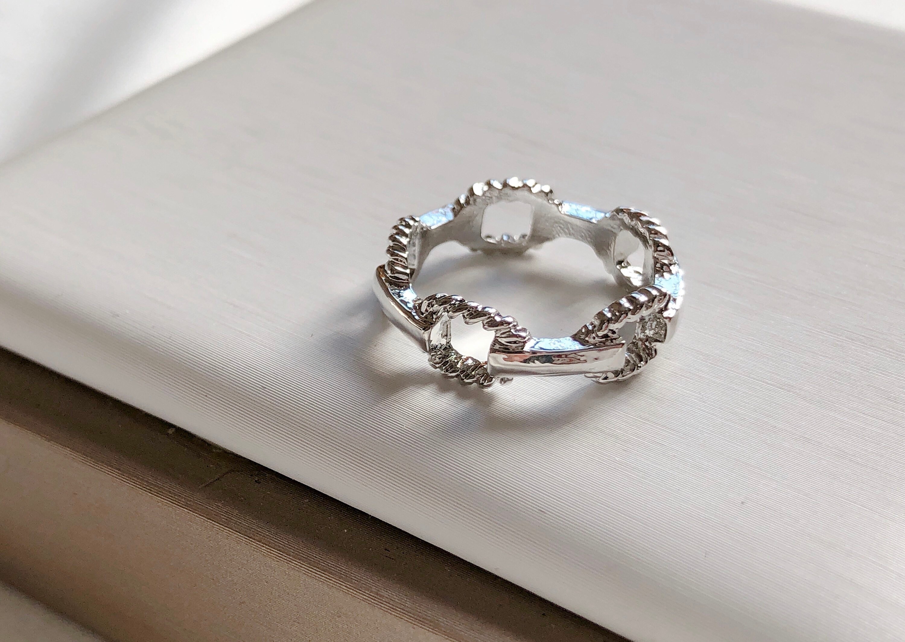 Silver everyday ring US 6.5 ring simple design hollow Etsy