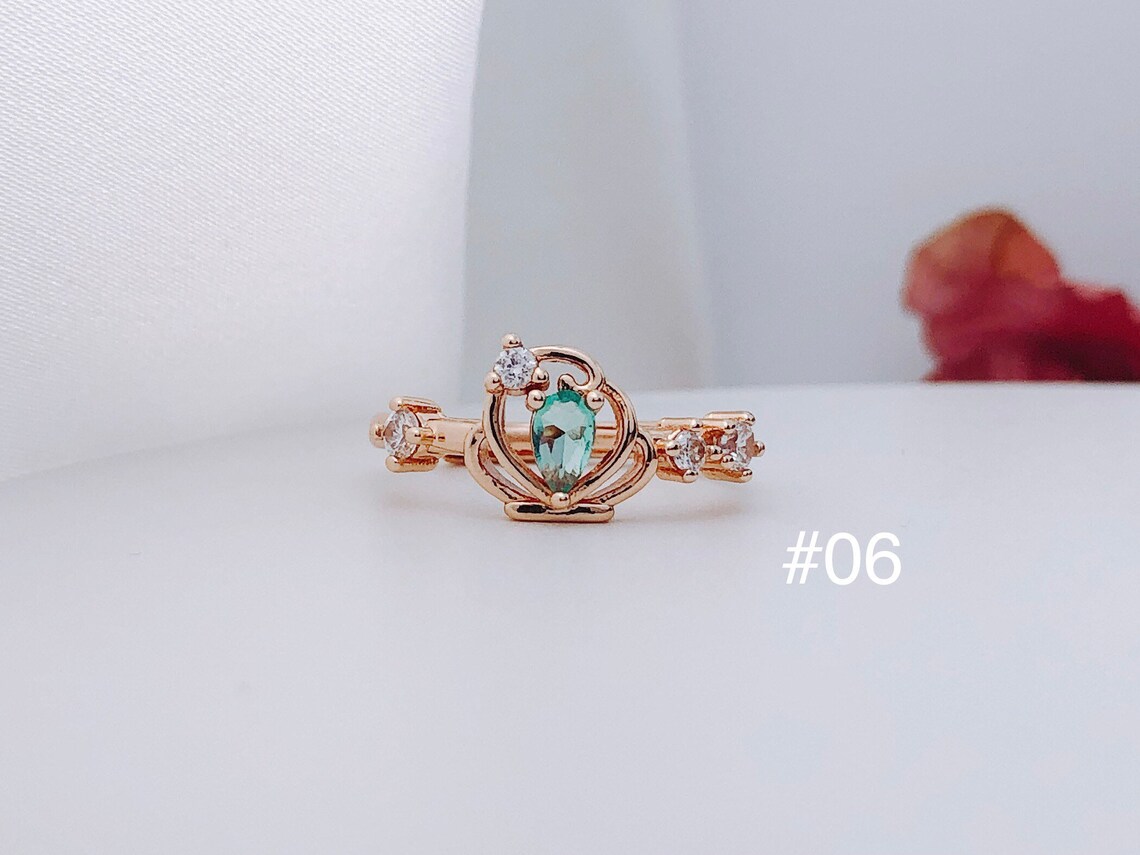 Princess themed rose gold ring adjustable ring Heart shape | Etsy