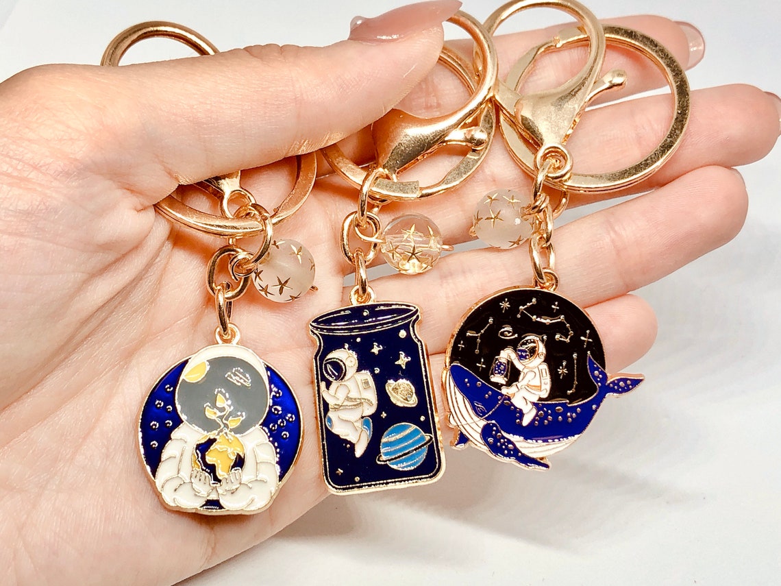 Space theme keychain galaxy nasa spaceship astronaut Etsy