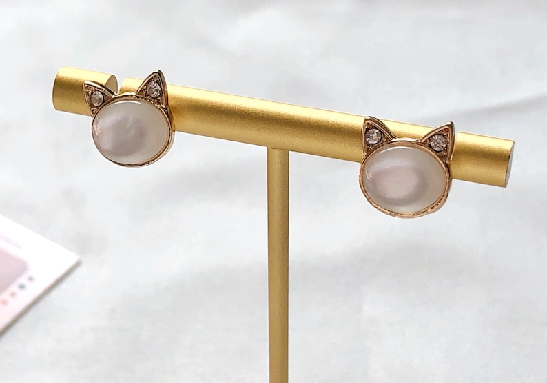 girly earrings mini studs cat lover cute gift animal earrings artemis cat cat/'s eye gift for her Cat studs earring
