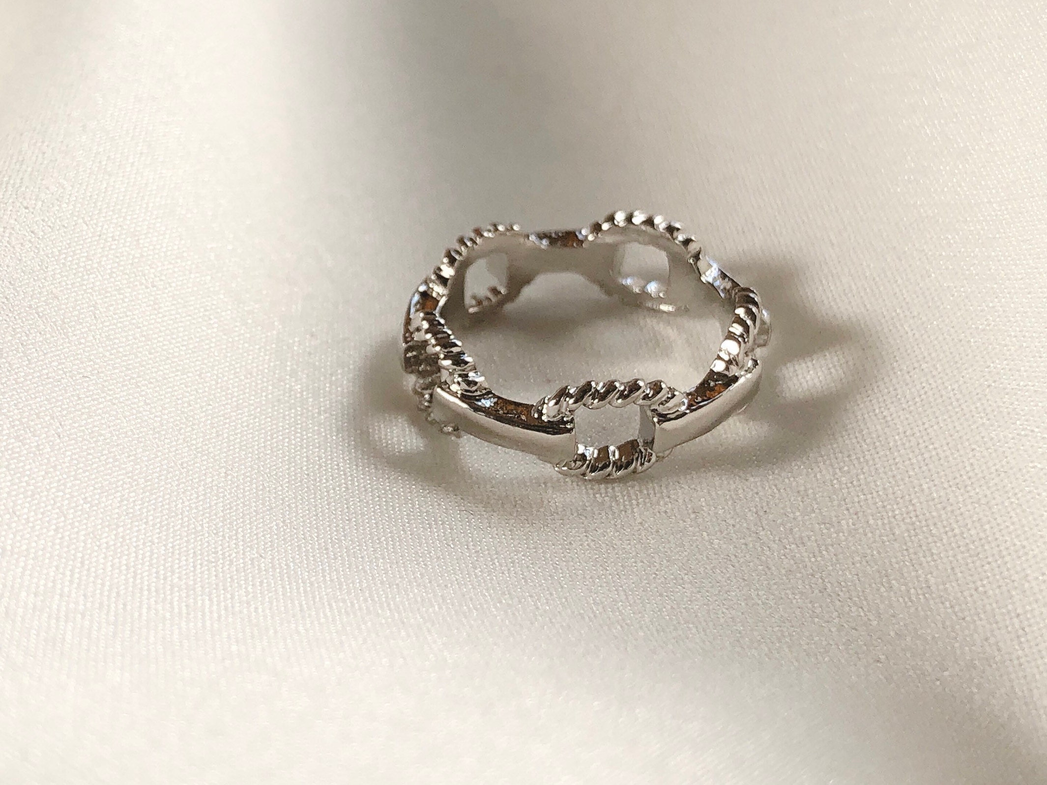 Silver everyday ring US 6.5 ring simple design hollow Etsy