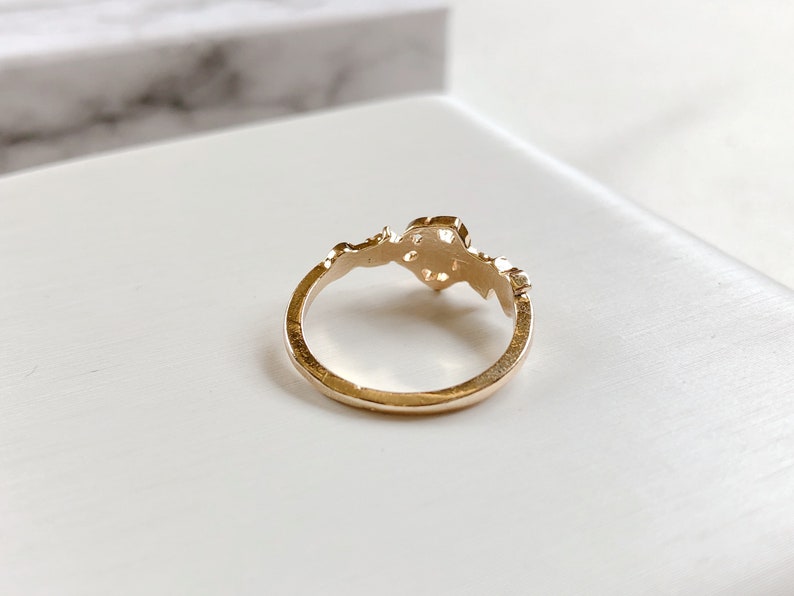 princess style girly gift pink stone ring Gold flower ring floral outfit rose accessory flower pattern