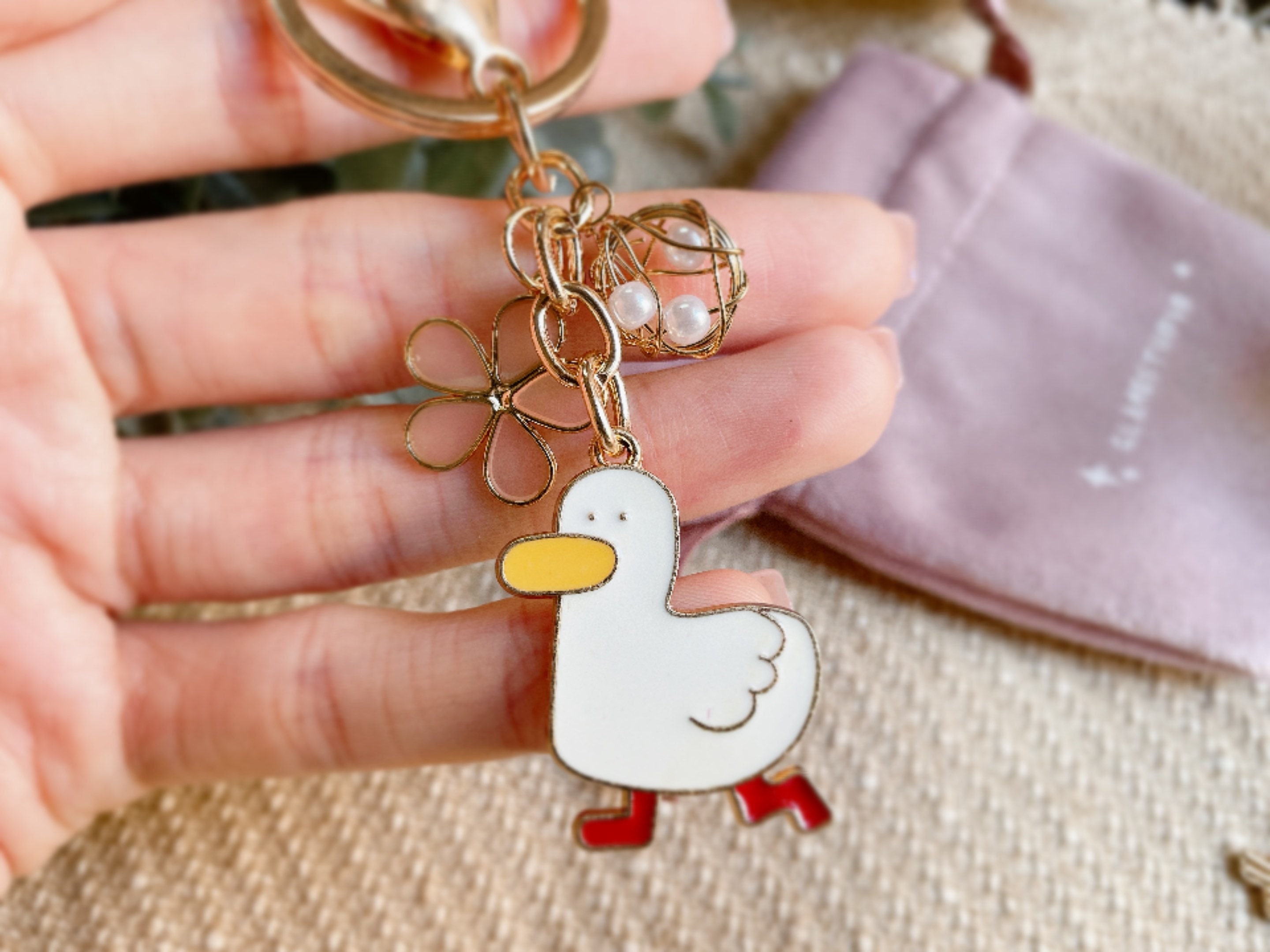 Cute Duck Keychain Ipod Charms Ipod Keychain Zipper Charm White