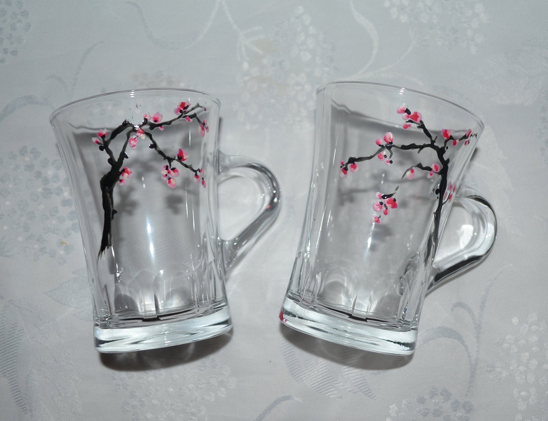 6 Tasses à Café Peintes Fleurs de Sakura Etsy, Tasses Cerisier Rose, Mugs Fleur Japonais, Tasses Fle