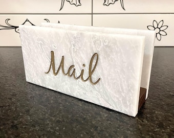 Custom Engraved Marble Mail Holder  Modern Desk Organizer
