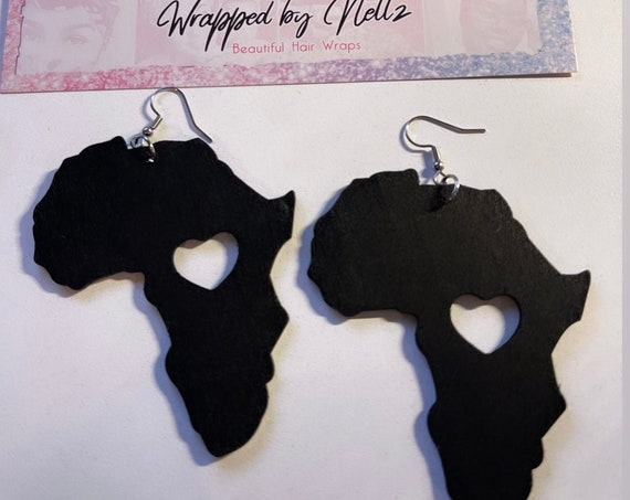 The "Wooden" Africa heart shape Earrings