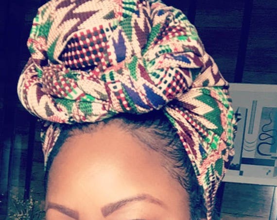 The "Green Kente stretchy" wrap