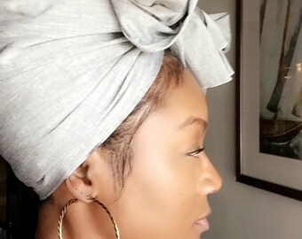 The "Black/grey Denim" hair wrap