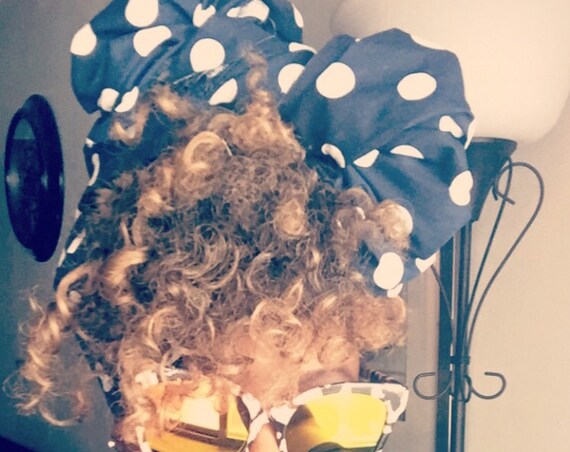 The "Polka Dot" Navy blue hair wrap
