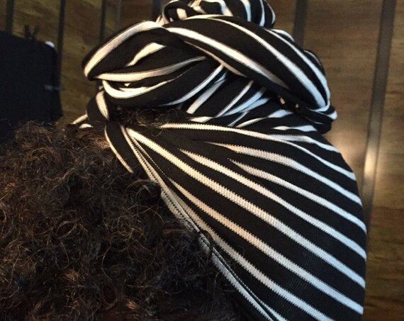 The "Maxi Dress Stretch pinned stripe" hair wrap