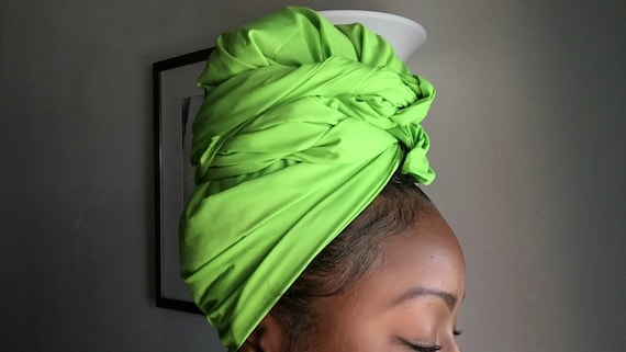The "Neon Green Solid" hair wrap 2 for 1