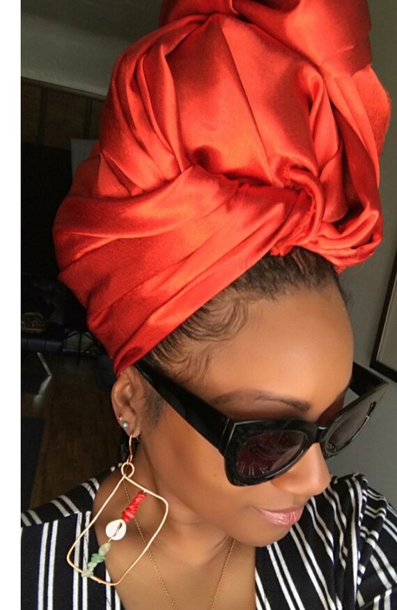 Head wrap “Satin” red/orange