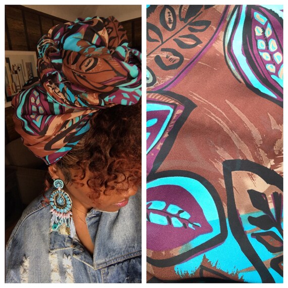 Hair wrap “Arizona Turquoise” warp chiffon/satin