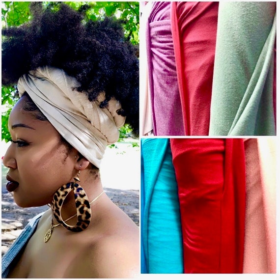 Head wrap “Cotton stretchy jersey” NUDE solid wrap