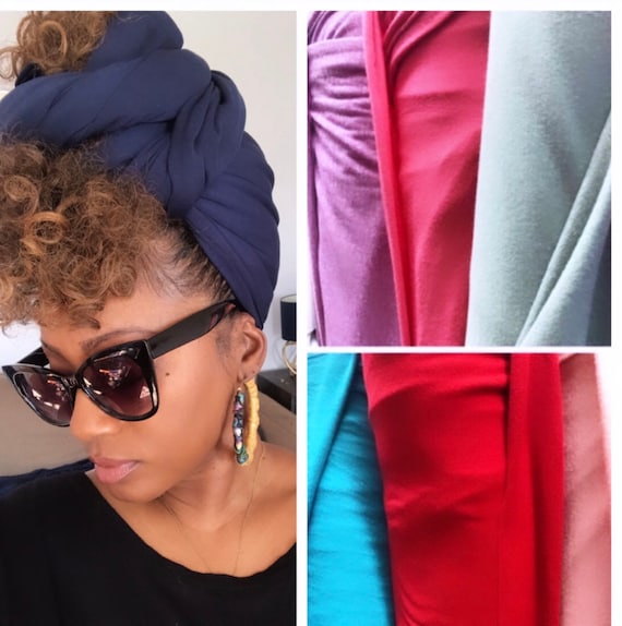Head wrap “Cotton stretch jersey” navy blue