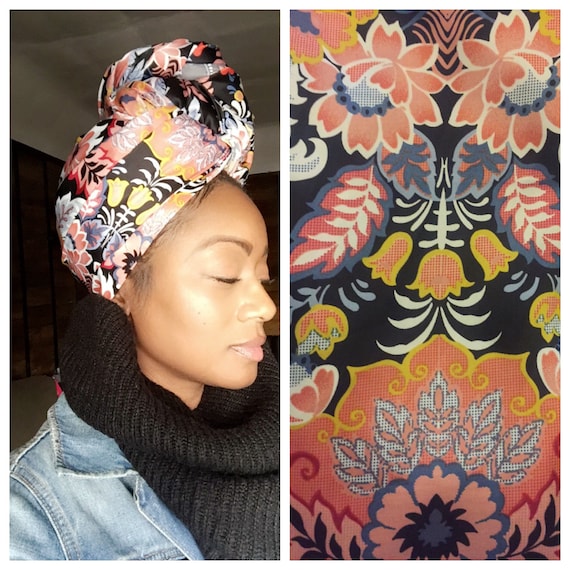 The "Pink Garden" satin hair wrap