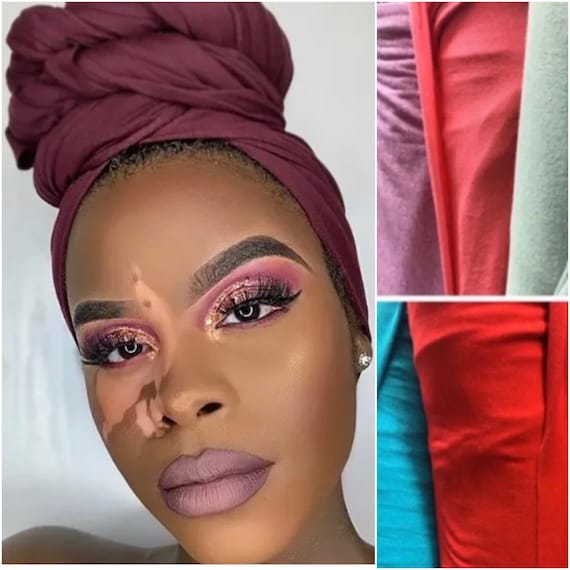 Head wrap The “Cotton stretchy jersey” DARK PLUM solid wrap