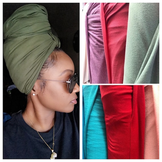 Head wrap The “Cotton stretchy jersey” ARMY GREEN solid wrap