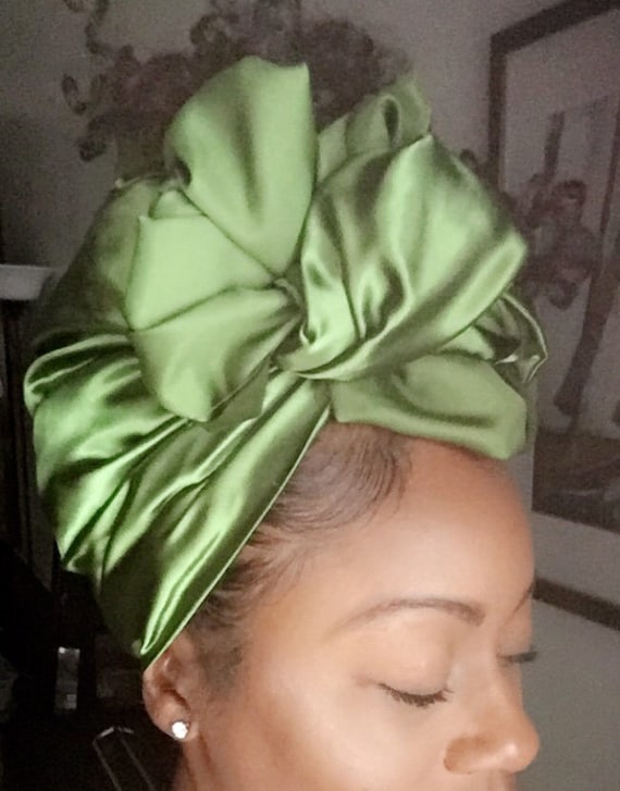 The "Hunter Green solid Satin" hair wrap