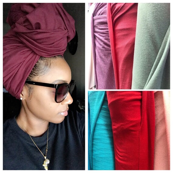 Head wrap The “Cotton stretchy jersey” DARK PLUM solid wrap