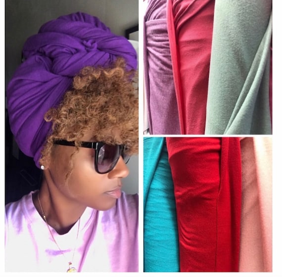 Head wrap “Cotton stretchy jersey” purple wrap