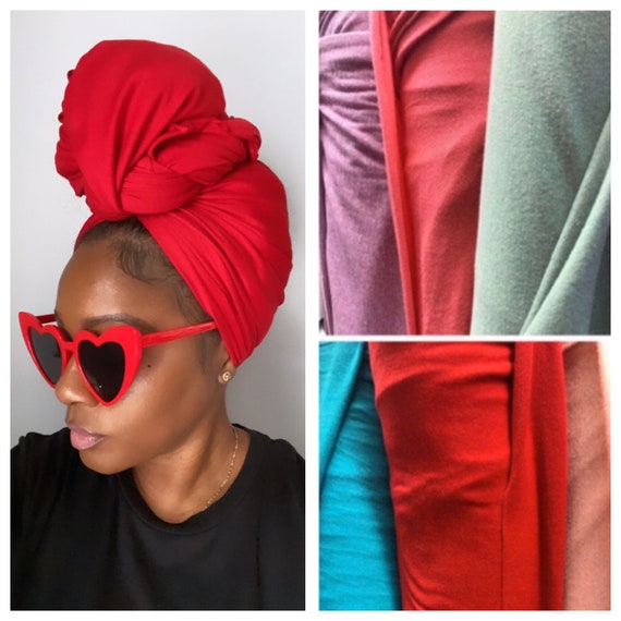Head wrap “Cotton stretchy jersey” red wrap