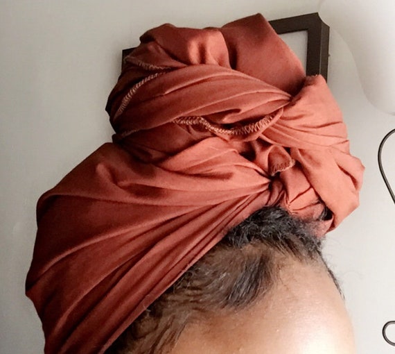 Solid "Cognac/Brown" hair wrap