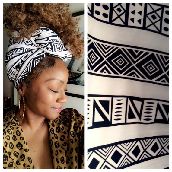 Head Wrap The "White Oreo" Stretchy wrap
